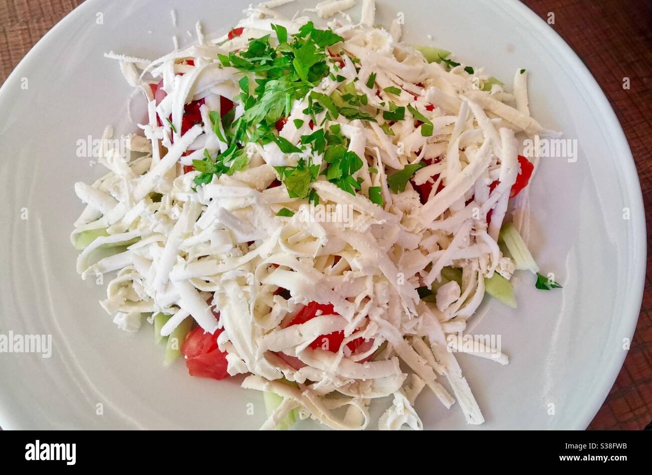 Bulgarian Shopska salad. - Smartphone Captured Stock Image