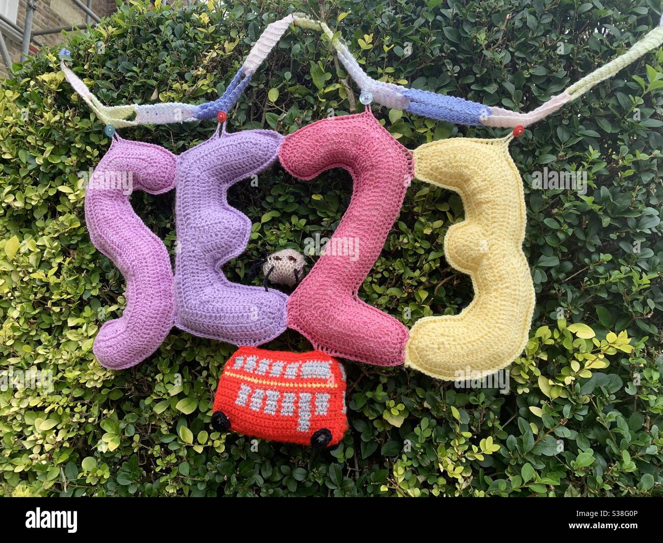 Crochet sign of se23 postcode - Smartphone Captured Stock Image
