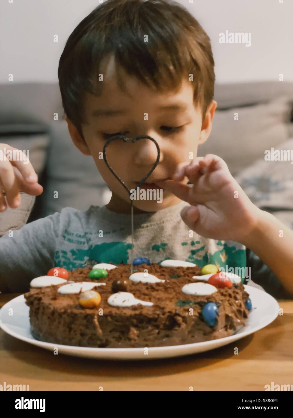 A boy and a cake Stock Photo