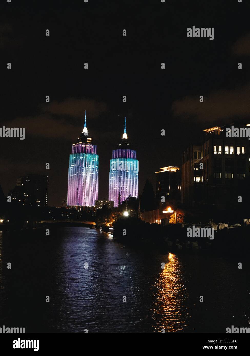 Colorful twins buildings Stock Photo