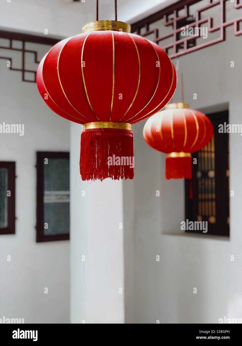 Two red Chinese lanterns Stock Photo