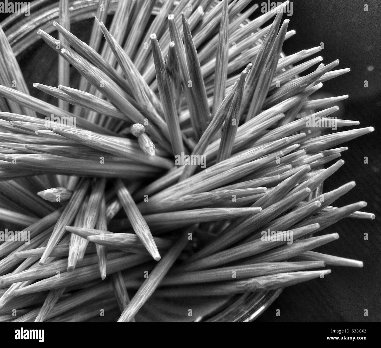 Macro Photography - Cocktail Sticks in black and white - Smartphone Captured Stock Image