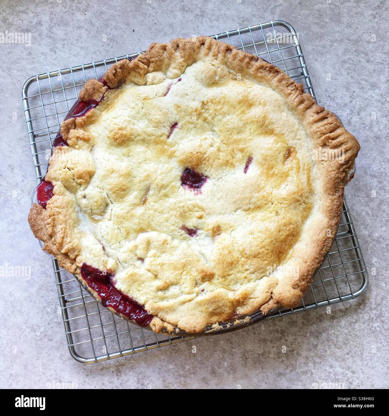 Homemade blackberry and apple pie Stock Photo