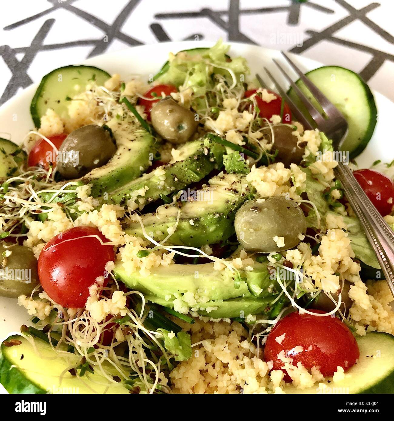 Healthy fresh raw food salad lunch. Stock Photo