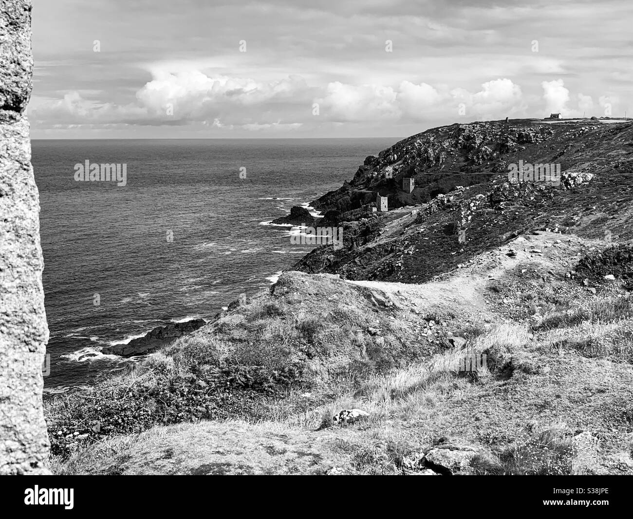 Coastal walk around all mines in southwest Cornwall Stock Photo