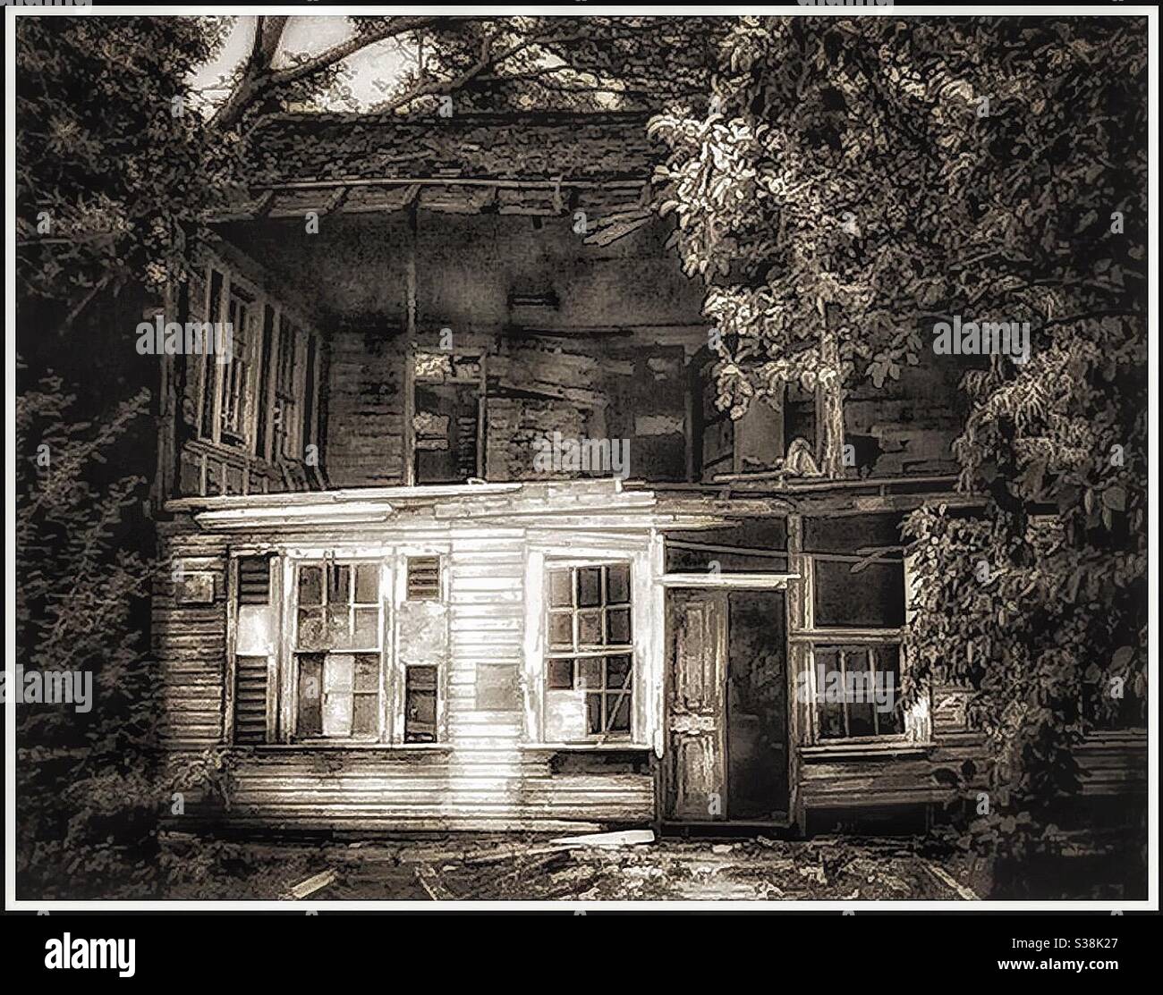 Abandoned wooden home in rural Jamaiaca. - Smartphone Captured Stock Image