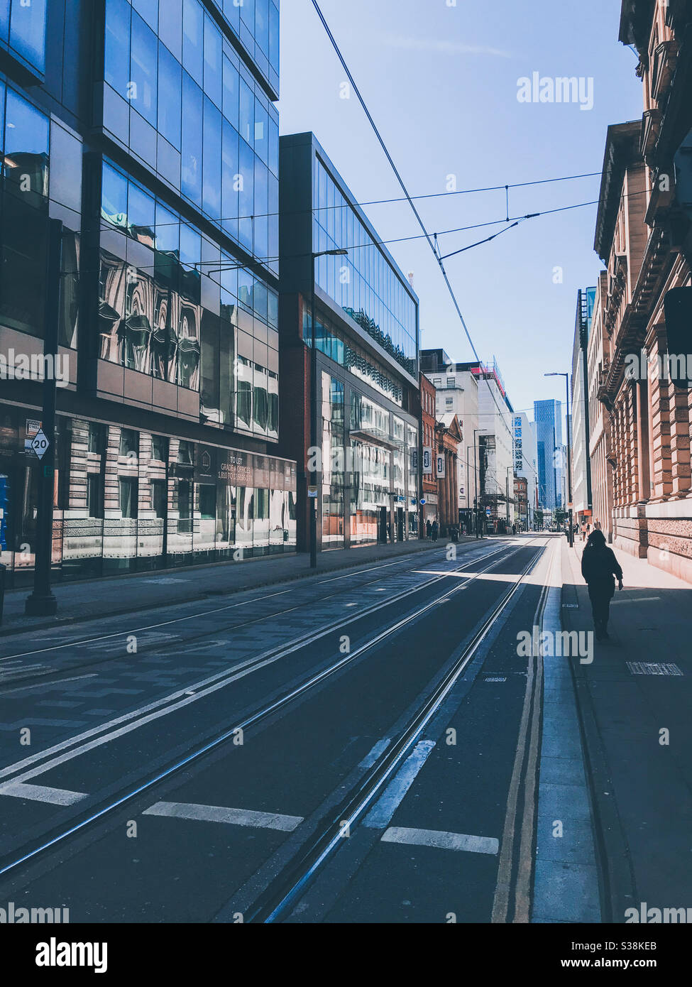 Manchester City centre during lockdown - Smartphone Captured Stock Image