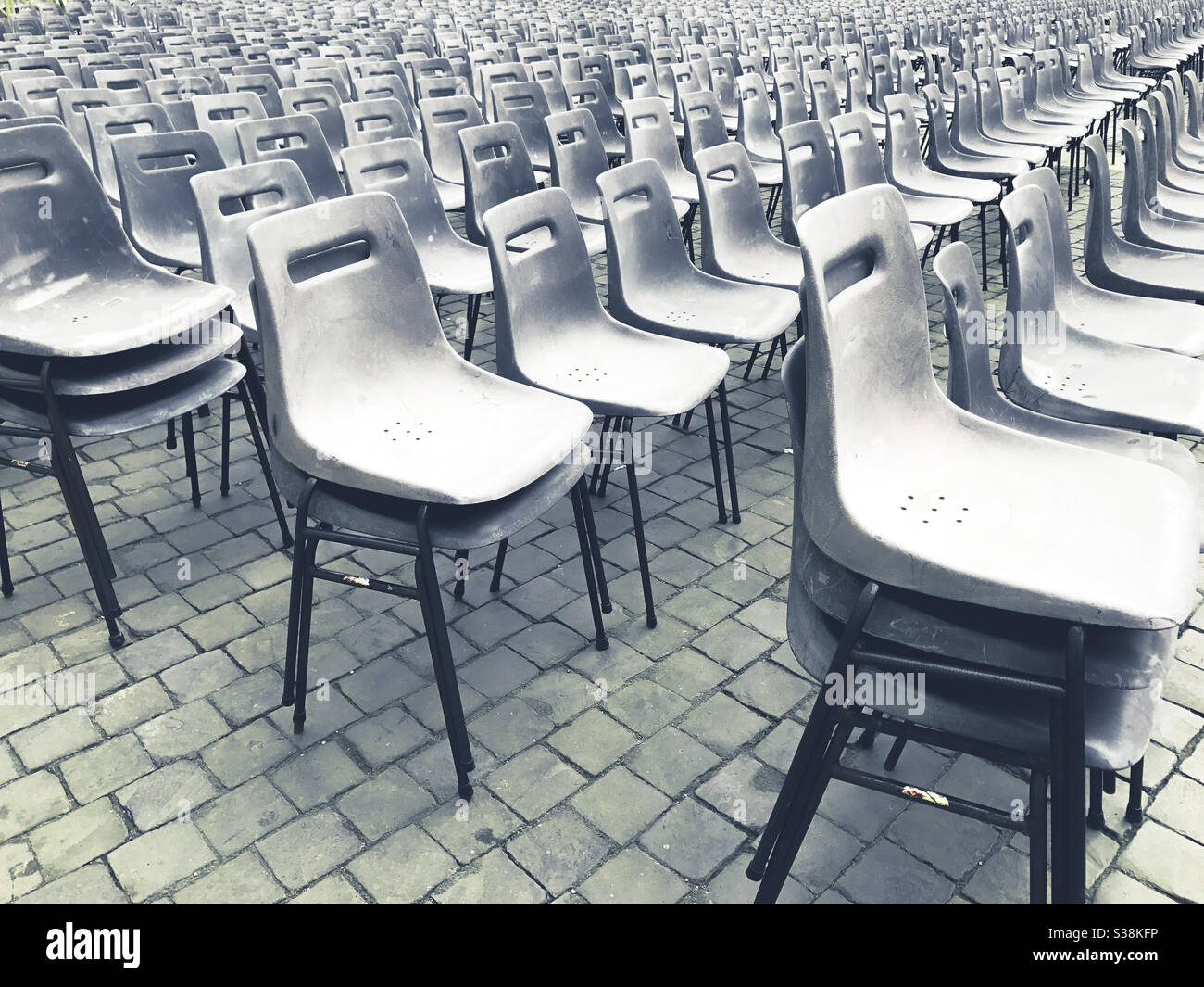 Chairs for audience with Pope - Smartphone Captured Stock Image