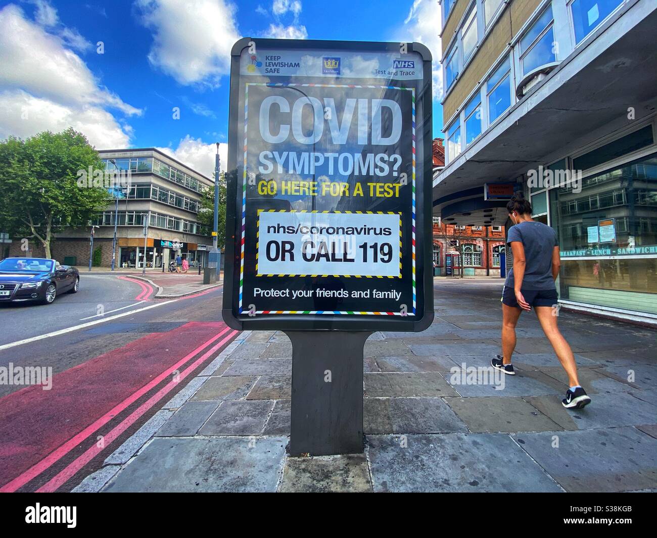 A poster giving more information about getting a COVID-19 test in Lewisham on August 1 in Lewisham London, England Stock Photo