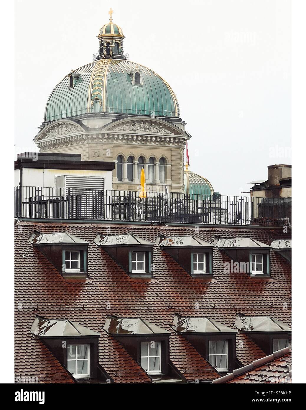 Dome of Swiss parliament building, Bern, Switzerland - Smartphone Captured Stock Image