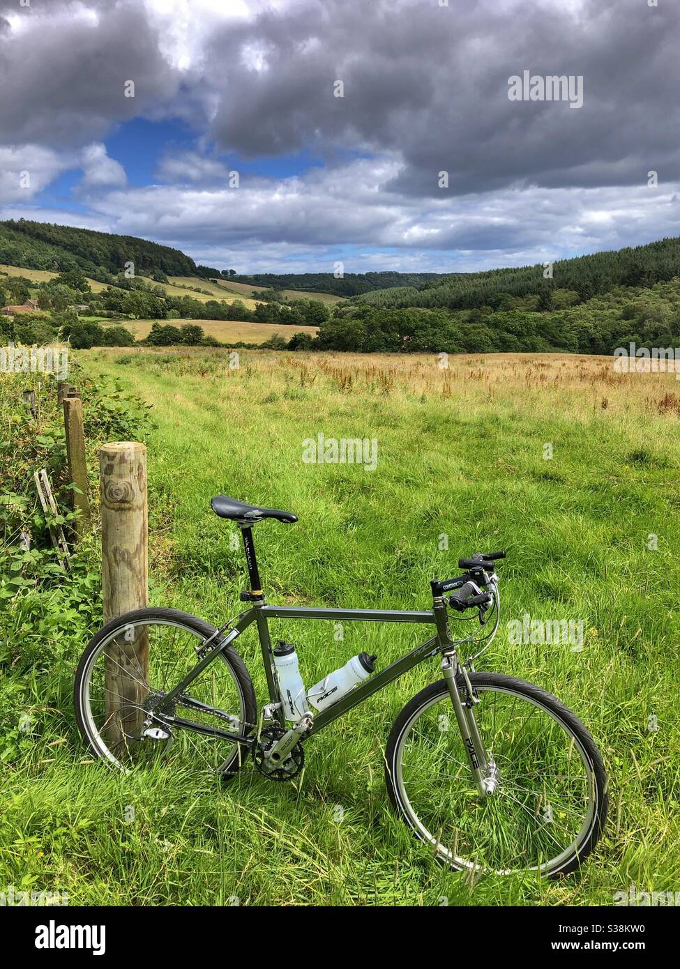 MTB by field in North Yorkshire - Smartphone Captured Stock Image