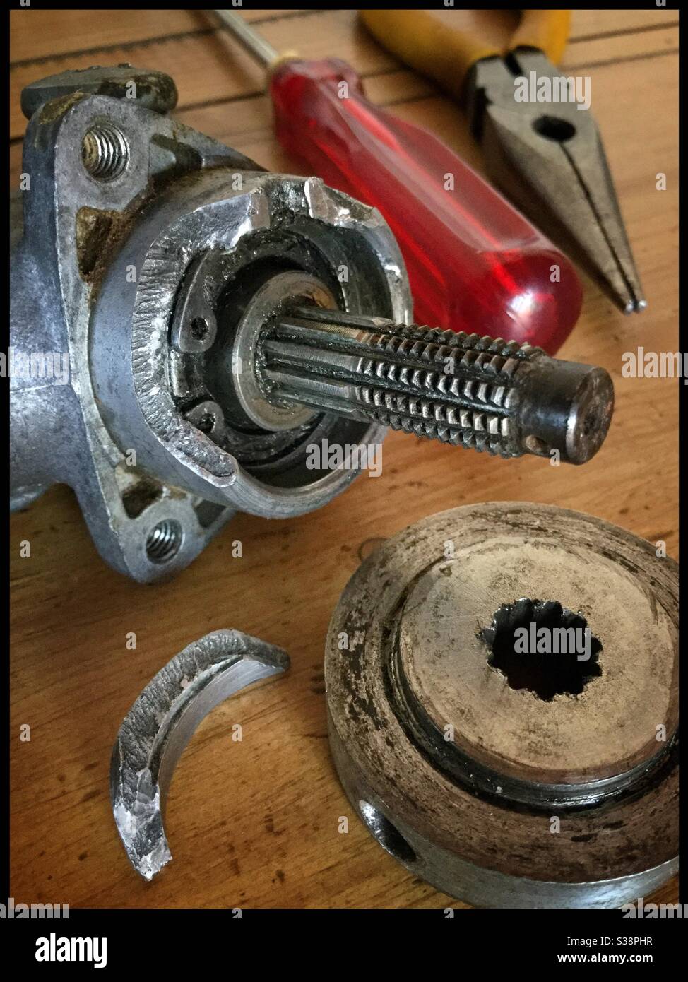 Broken strimmer head, Catalonia, Spain. - Smartphone Captured Stock Image