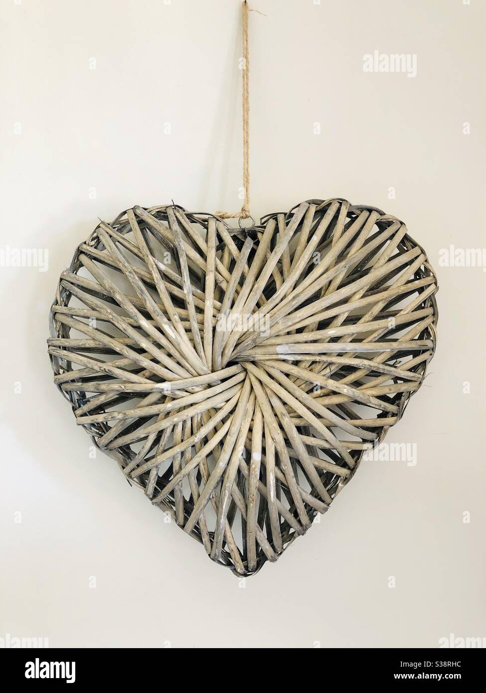 Heart shaped wicker decoration - Smartphone Captured Stock Image