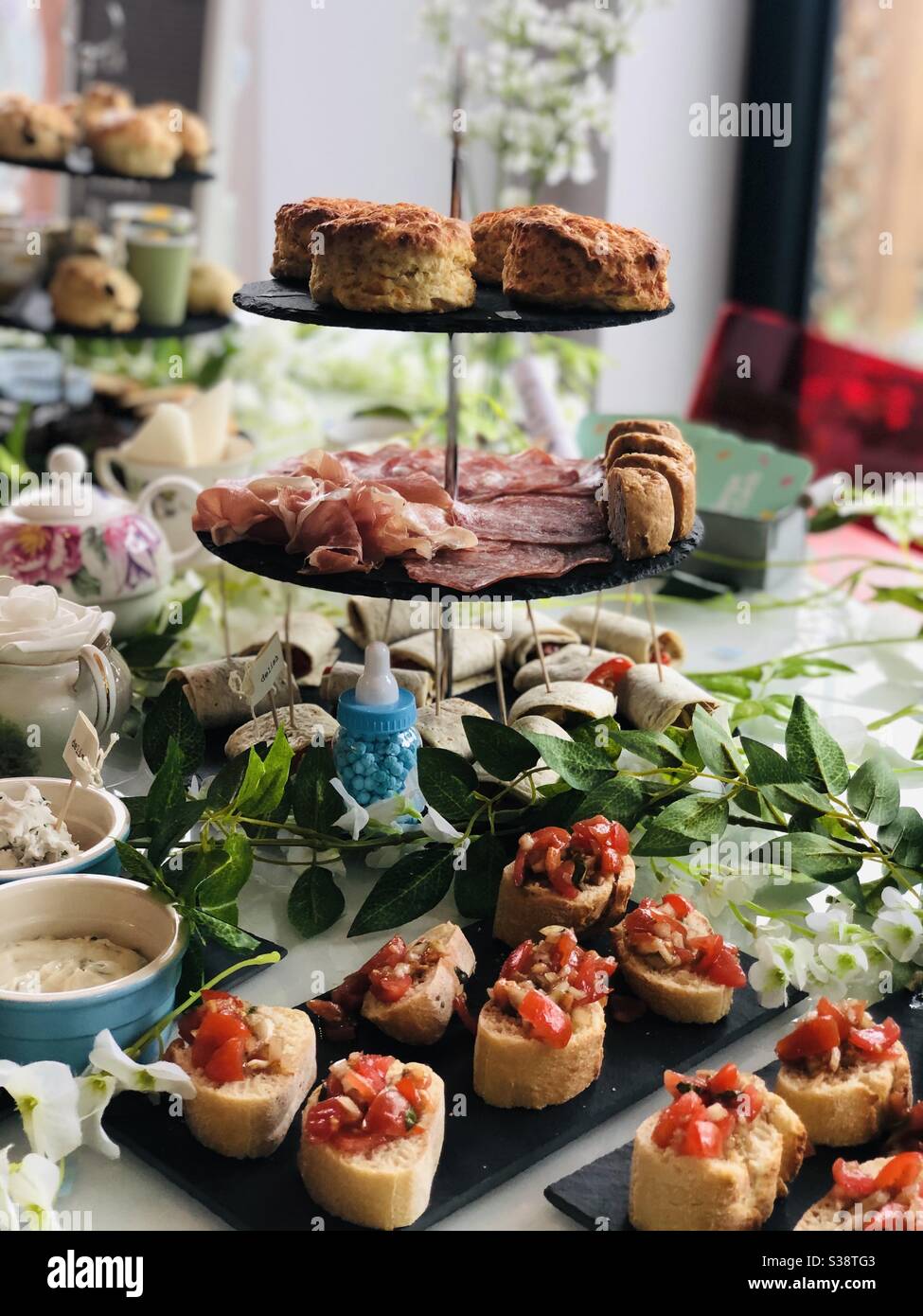 Baby shower food spread Stock Photo Alamy