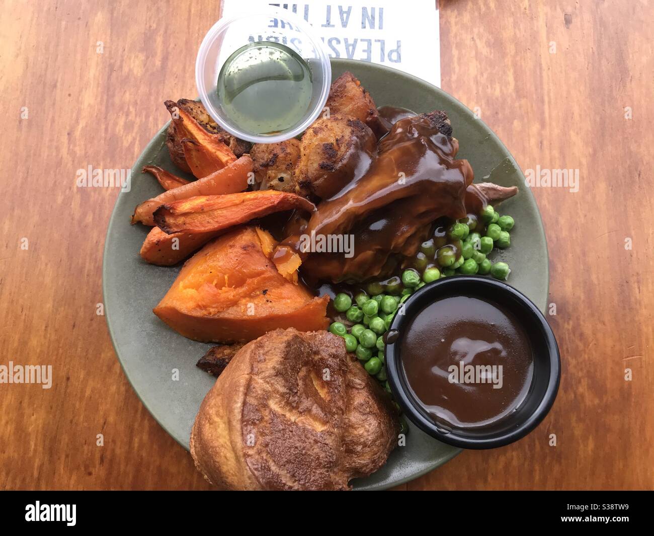 Sunday roast at the Dove and Olive pub in Surry Hills, Sydney, NSW, Australia - Smartphone Captured Stock Image