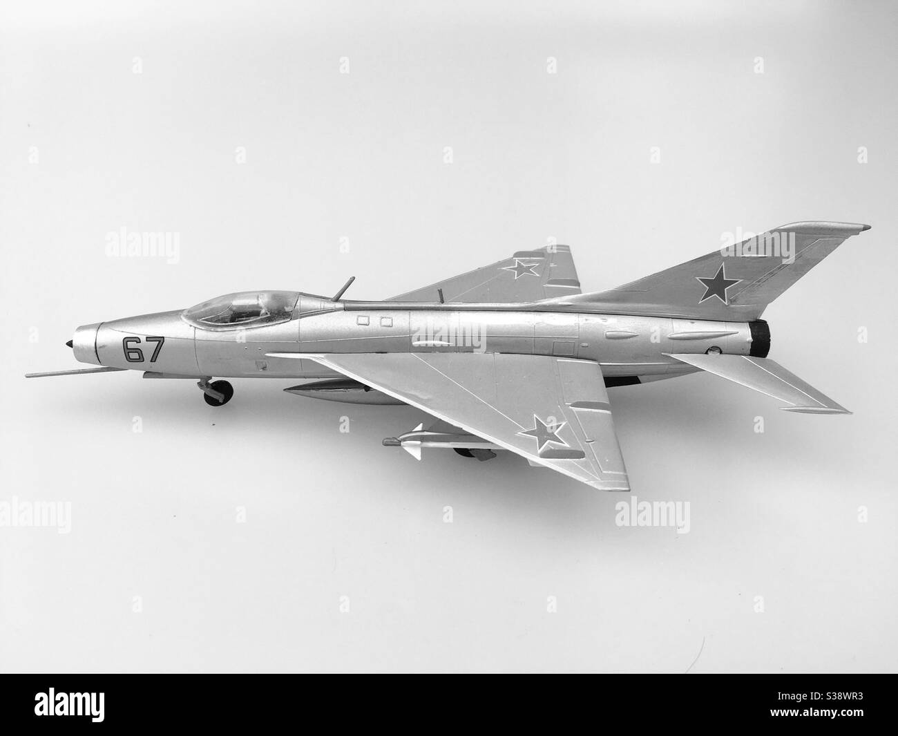 Frog 1/72 scale Mig-23 model aircraft - Smartphone Captured Stock Image