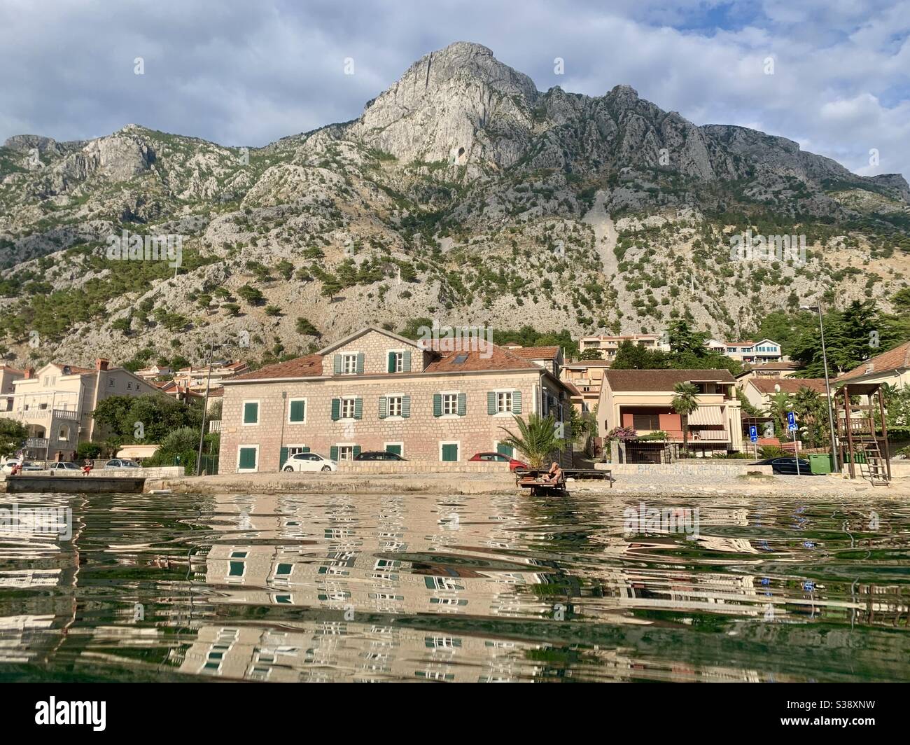 View from the water at kotor bay in Montenegro - Smartphone Captured Stock Image