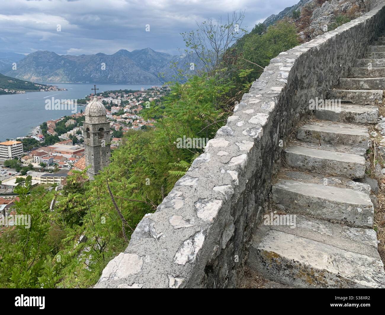 Steps leading up to ruins at kotor Montenegro - Smartphone Captured Stock Image
