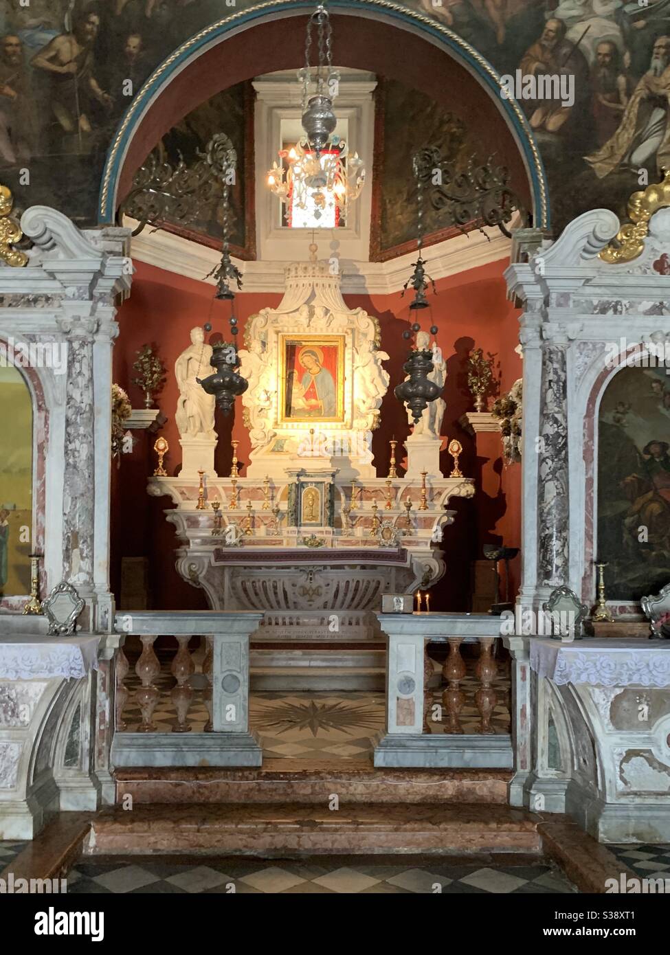 Out lady of the rocks altar in church - Smartphone Captured Stock Image