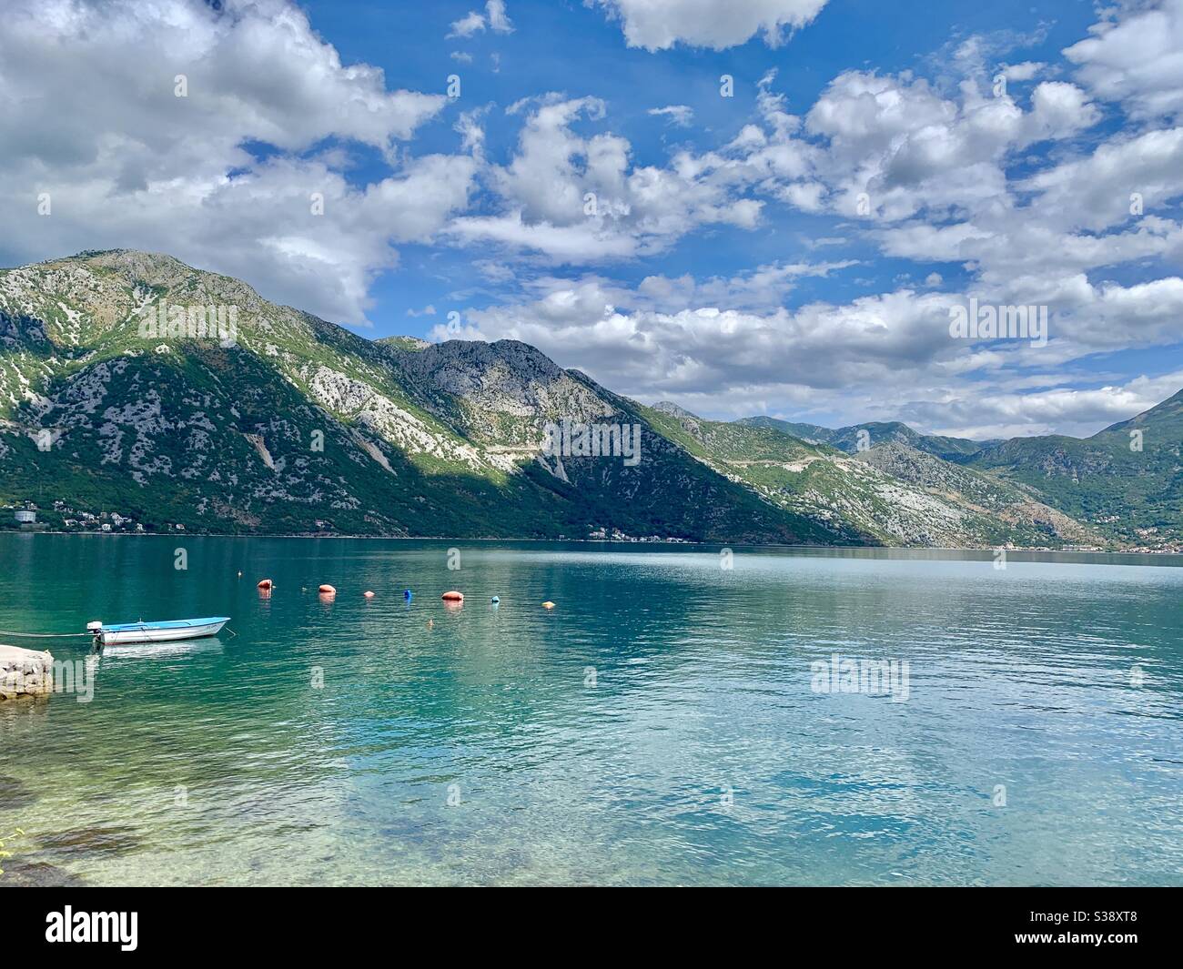 View from the road of the Adriatic Sea at the bay of kotor - Smartphone Captured Stock Image