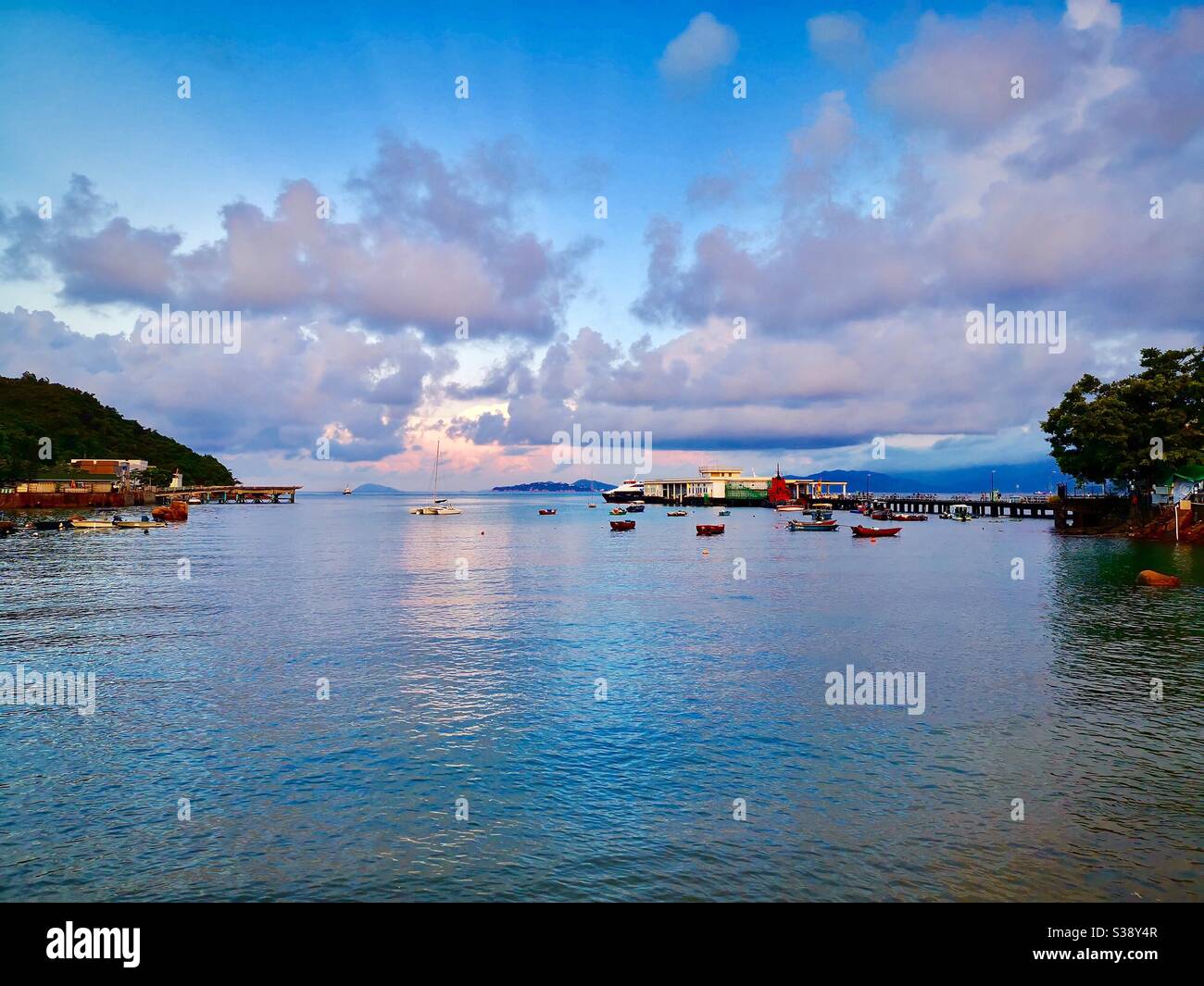 Yung shue wan pier after sunrise. - Smartphone Captured Stock Image