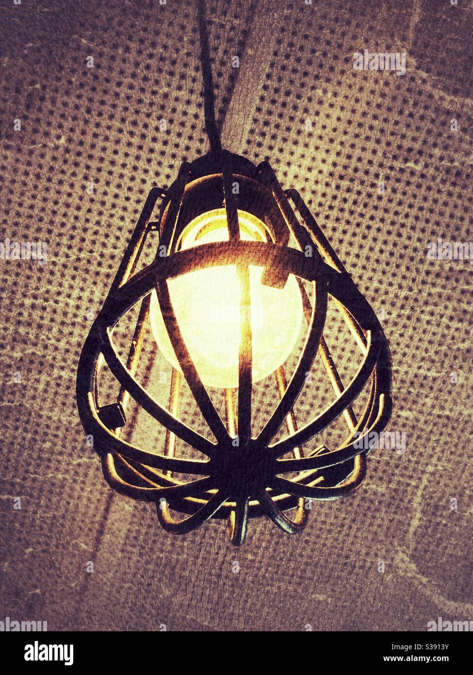 Lamp with lightbulb hanging from ceiling Stock Photo Alamy