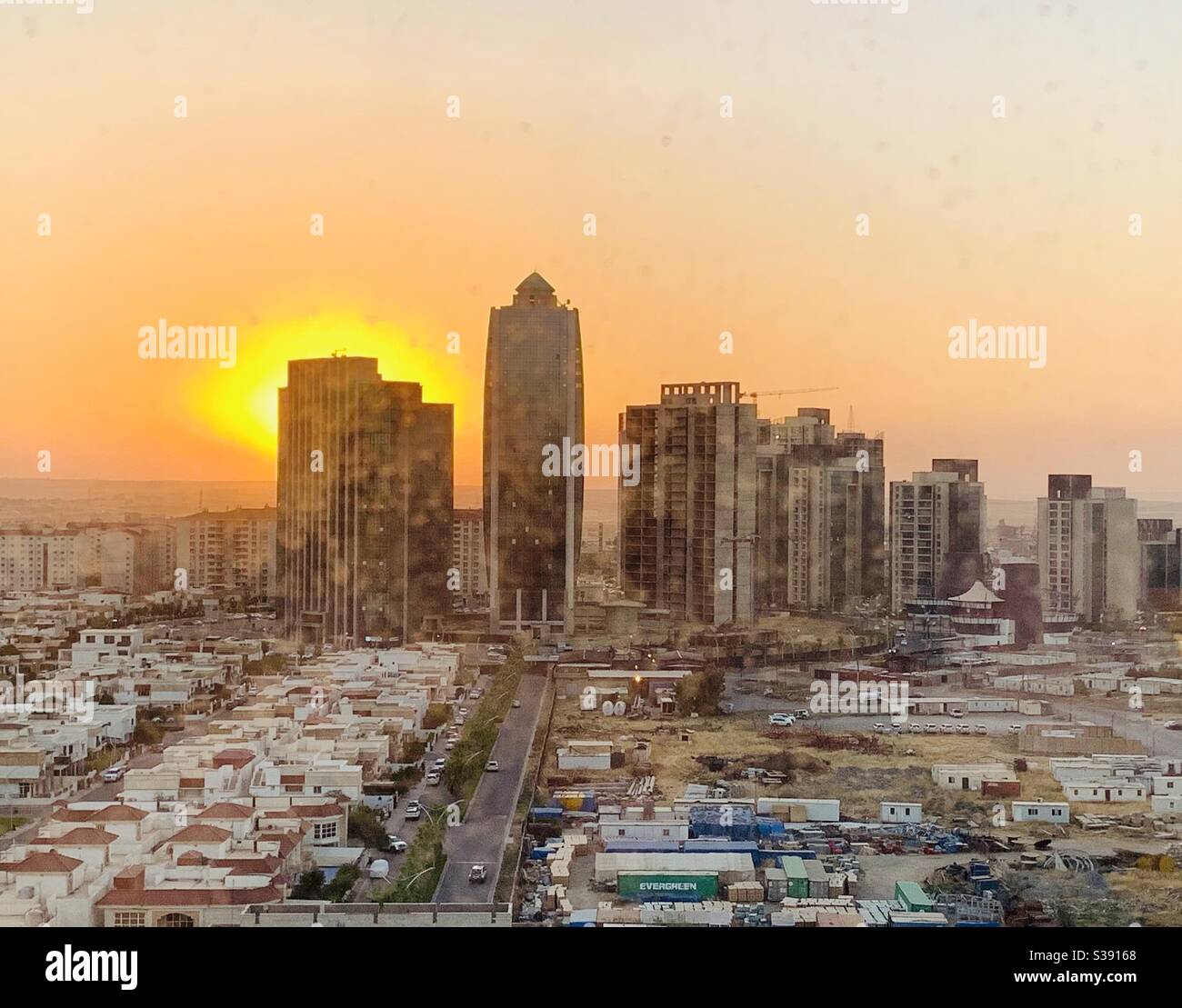 Desert Sunset From a Dusty Outpost - Smartphone Captured Stock Image