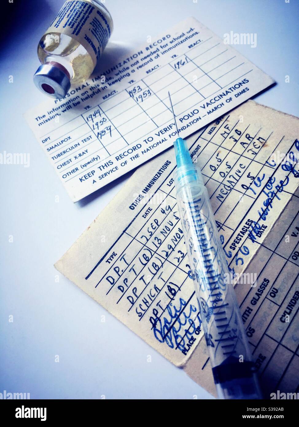 Polio Vaccine Immunization Records Syringe And Serum Vail Stock Photo Alamy