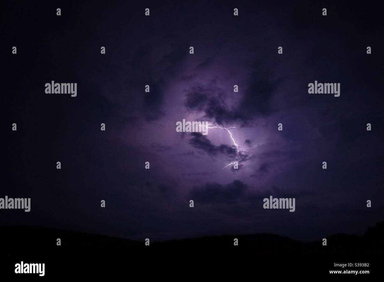 Night sky with lightning- Nachthimmel mit Blitz Stock Photo