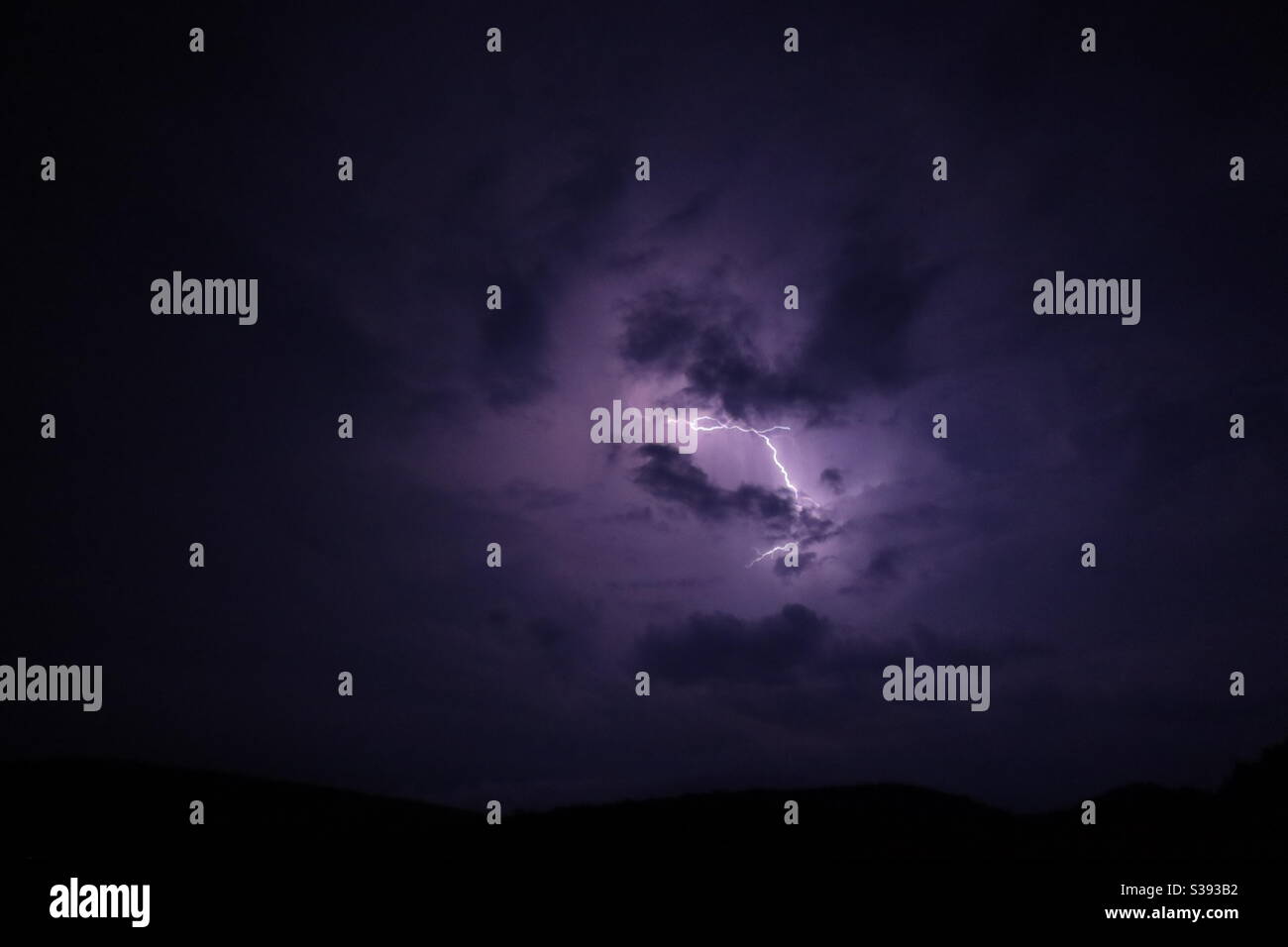 Night sky with lightning- Nachthimmel mit Blitz - Smartphone Captured Stock Image