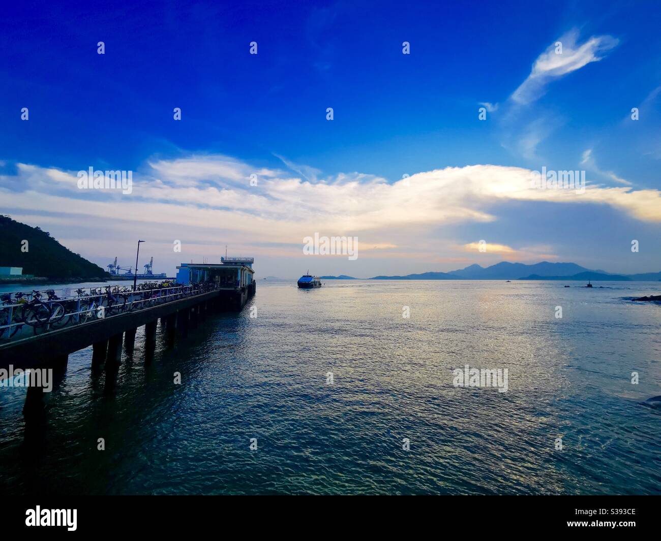 The Yung Shue Wan pier in Lamma island in Hong Kong. - Smartphone Captured Stock Image
