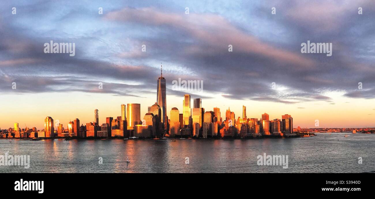Sunset over Manhattan Stock Photo