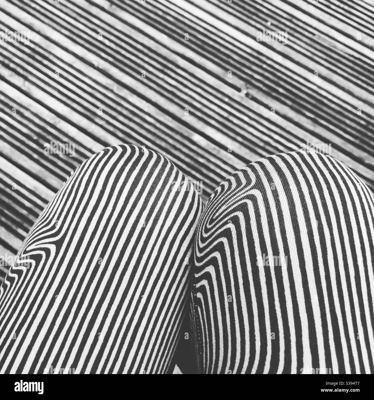 Patterns, decking and leggings in black and white Stock Photo