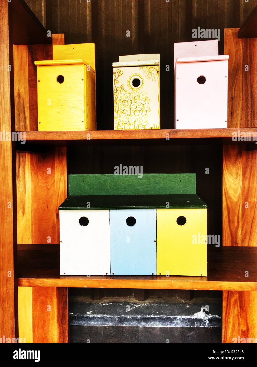 Wooden bird boxes Stock Photo - Alamy