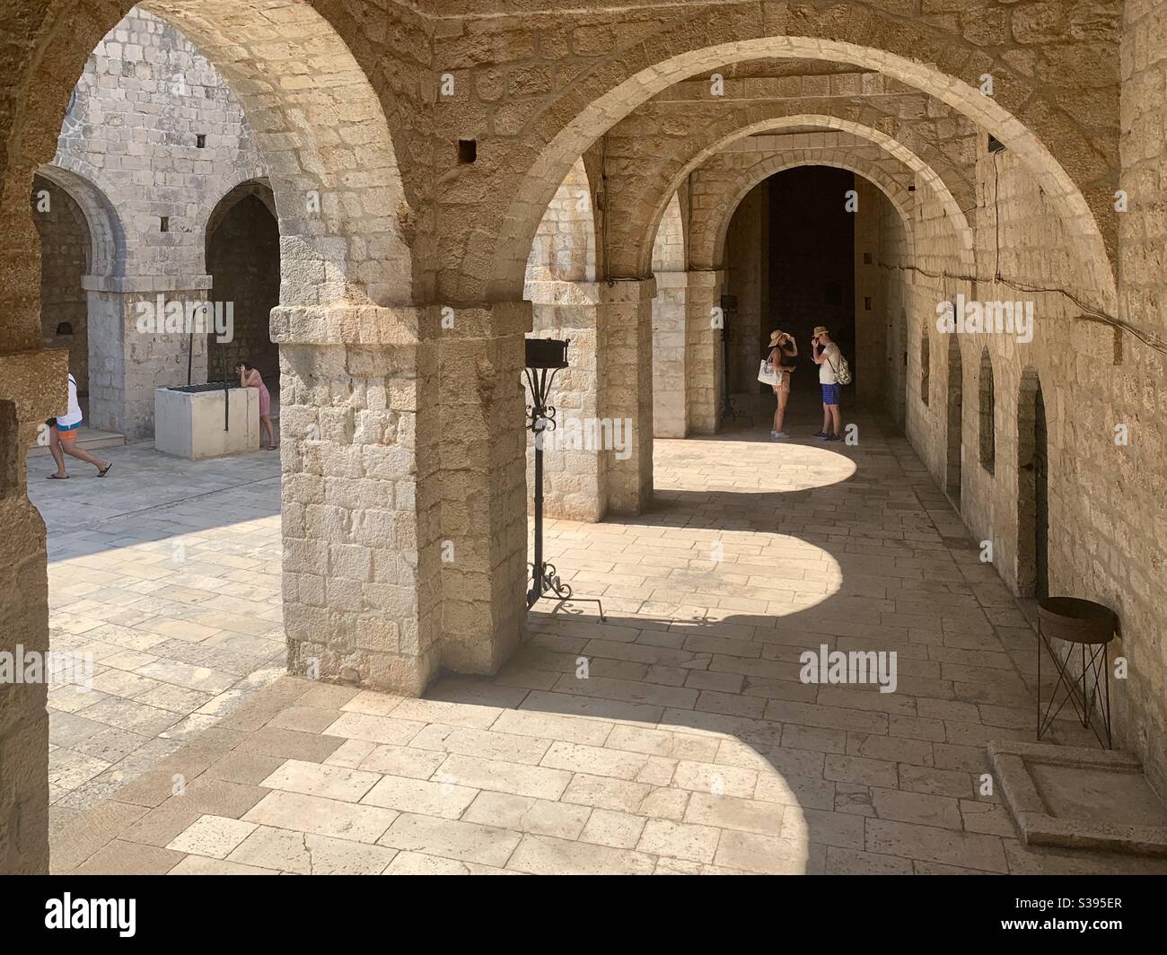 Shadowy arches in the old town Dubrovnik Croatia Stock Photo
