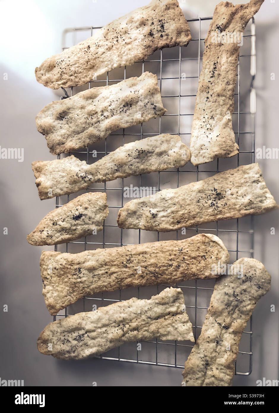 Homemade sourdough crackers Stock Photo