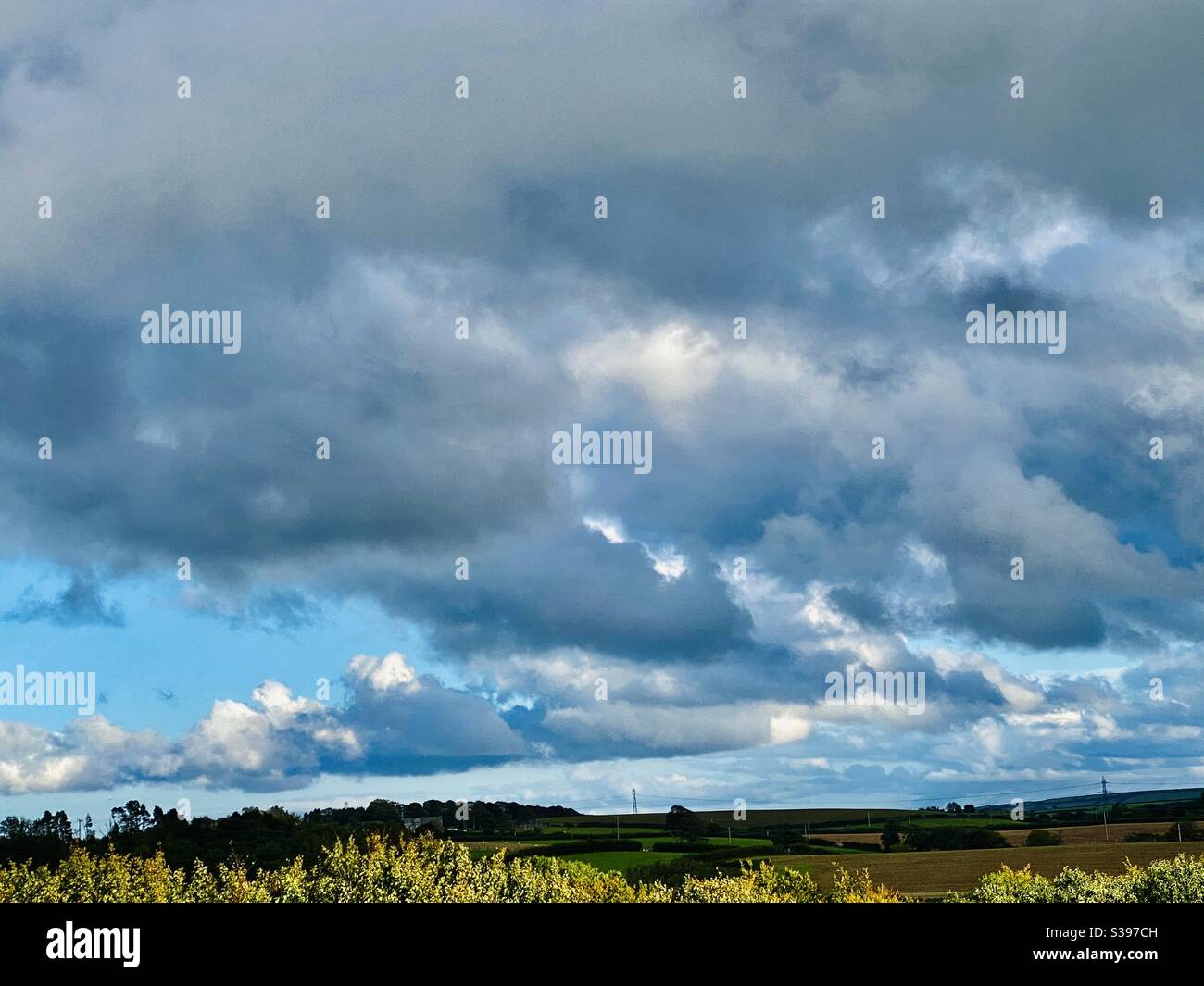 Cornish rain clouds over the countryside - Smartphone Captured Stock Image