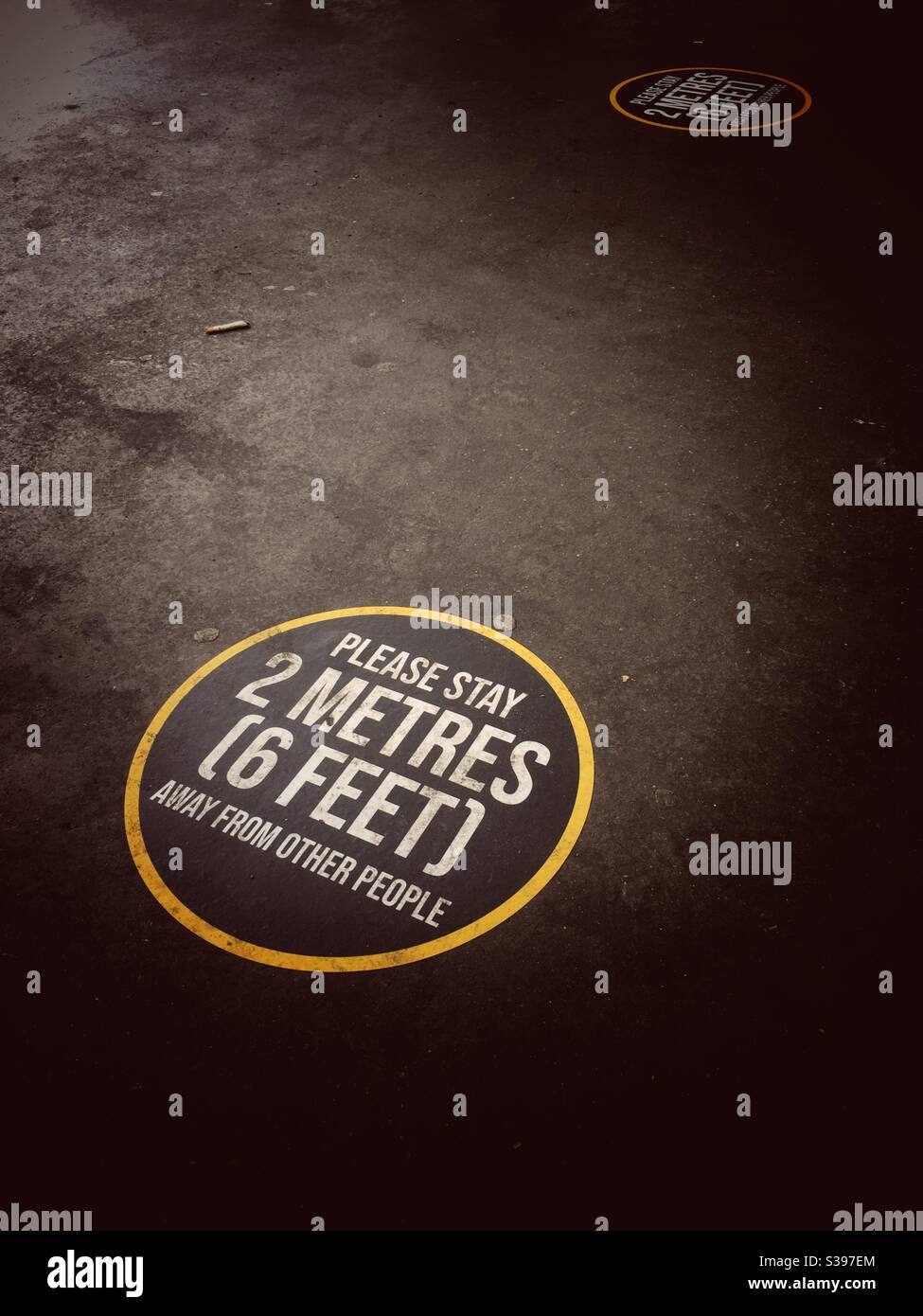 Coronavirus 2 meter apart sign Uk - Smartphone Captured Stock Image