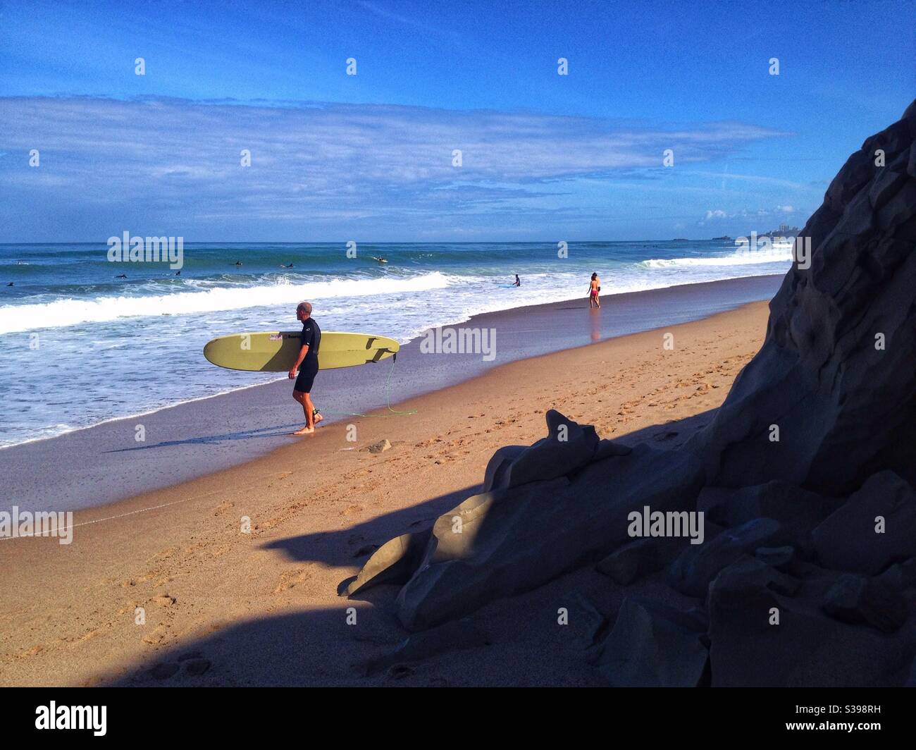 Surfing session in Bidart, Pyrenees Atlantiques, France - Smartphone Captured Stock Image