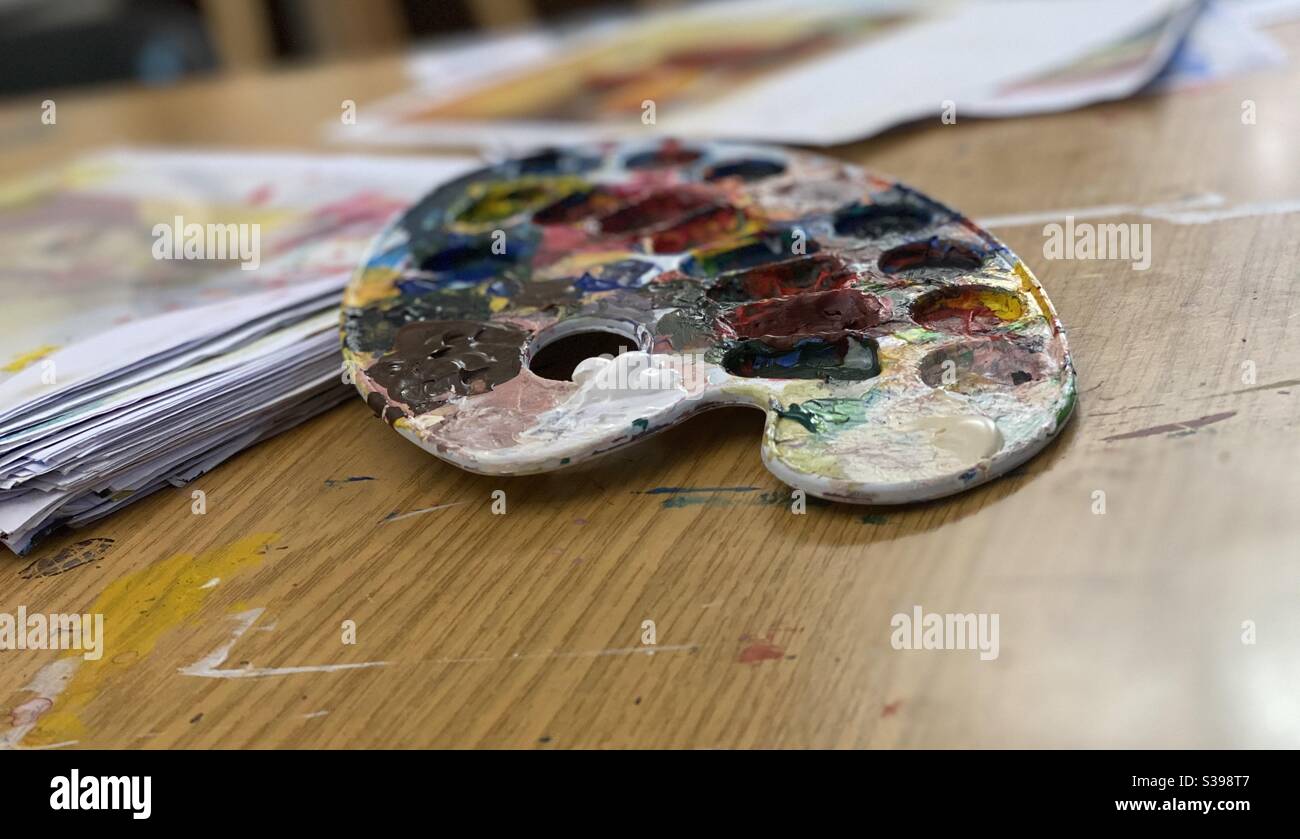 Painting, colors, acrylic, palette Stock Photo Alamy