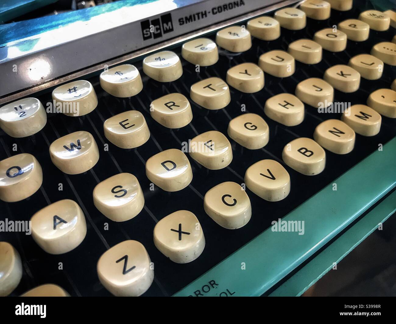 Closeup of a 1960’s era Smith Corona typewriter keyboard - Smartphone Captured Stock Image
