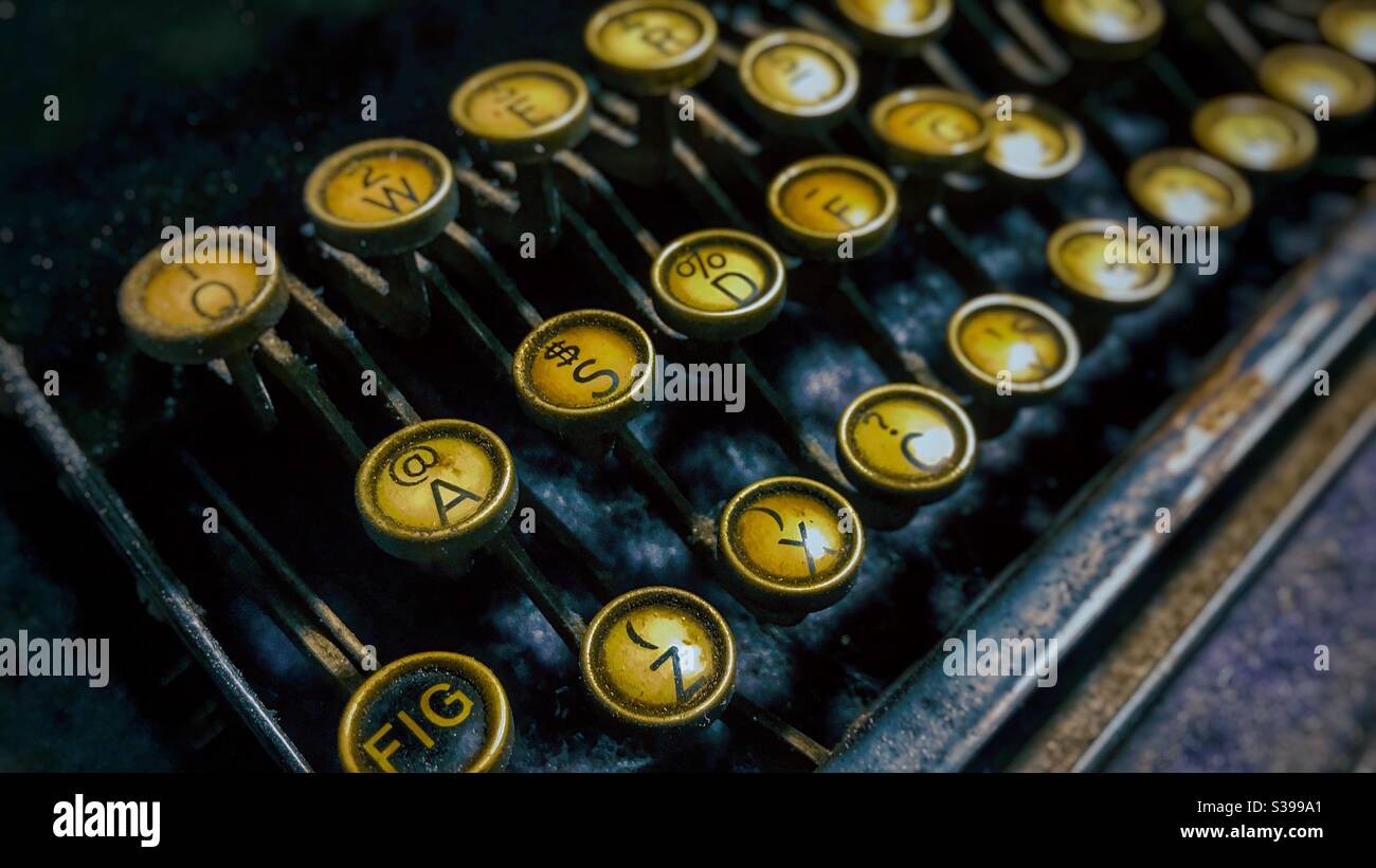Detail image of vintage typewriter keys Stock Photo