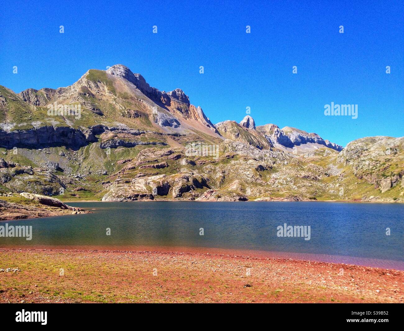 Landscape of the Estaens Lake, Pyrenees Atlantiques, France - Smartphone Captured Stock Image