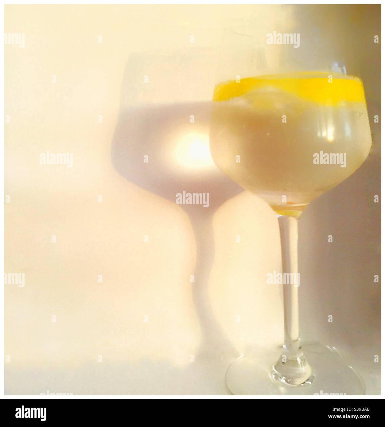A wine glass and it’s shadow. - Smartphone Captured Stock Image