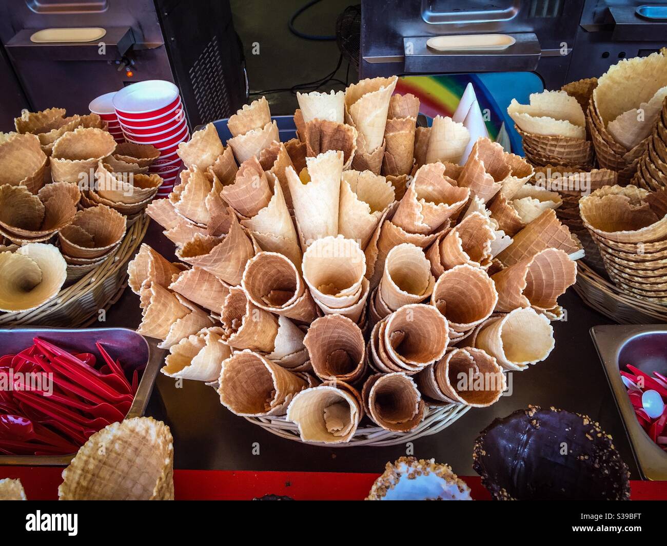 Empty ice cream cones Stock Photo