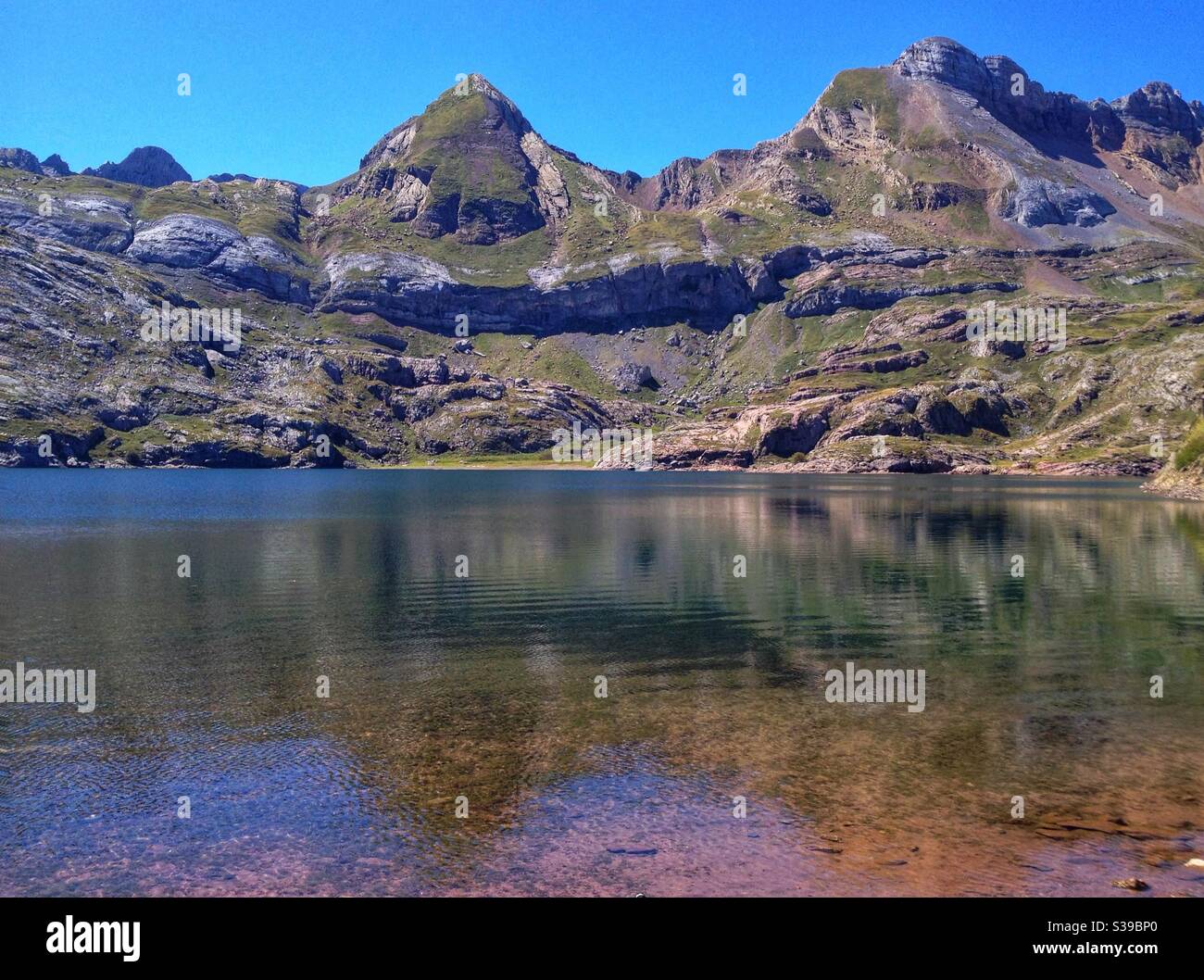 Estaens Lake in the Aspe Valley, Pyrenees Atlantiques, France - Smartphone Captured Stock Image
