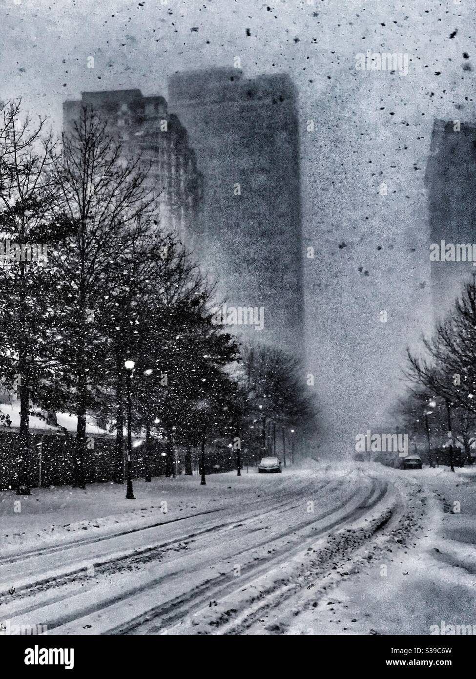 Bomb cyclone in the city Stock Photo
