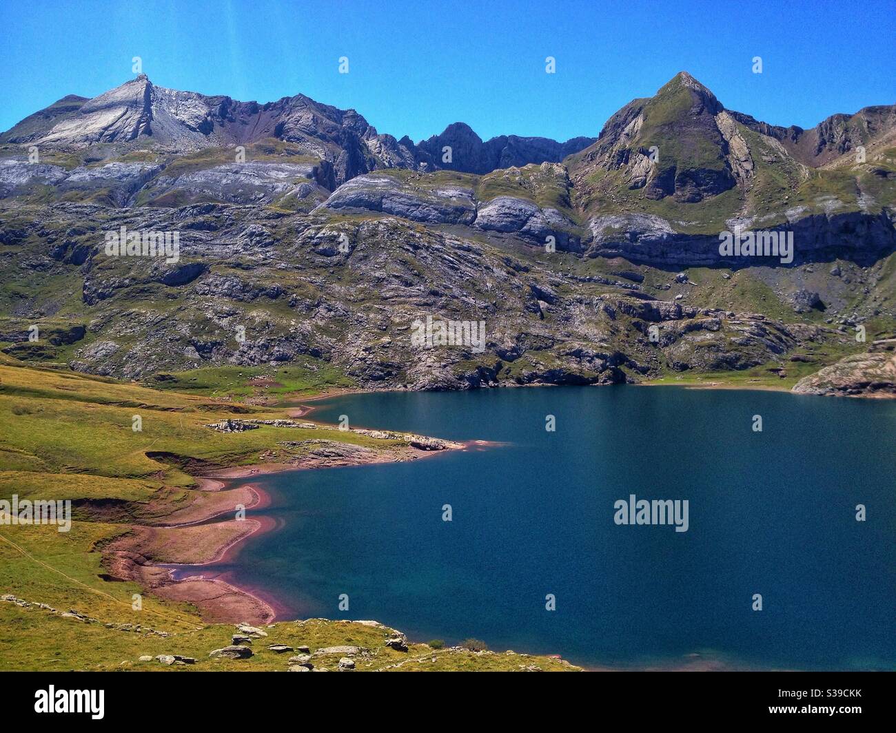 Estaens Lake in the Aspe Valley, Pyrenees Atlantiques, France - Smartphone Captured Stock Image