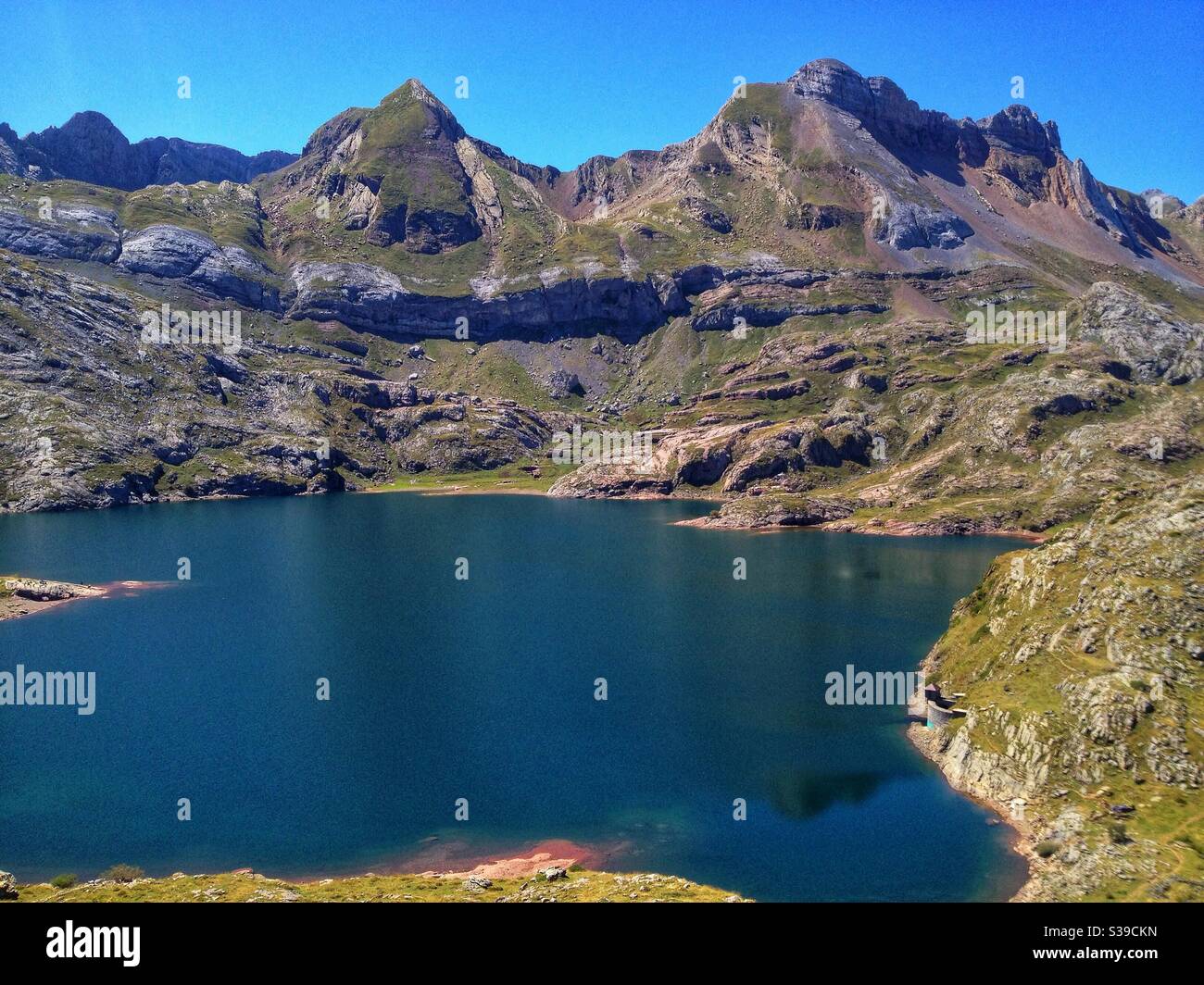 Estaens Lake in the Aspe Valley, Pyrenees Atlantiques, France - Smartphone Captured Stock Image
