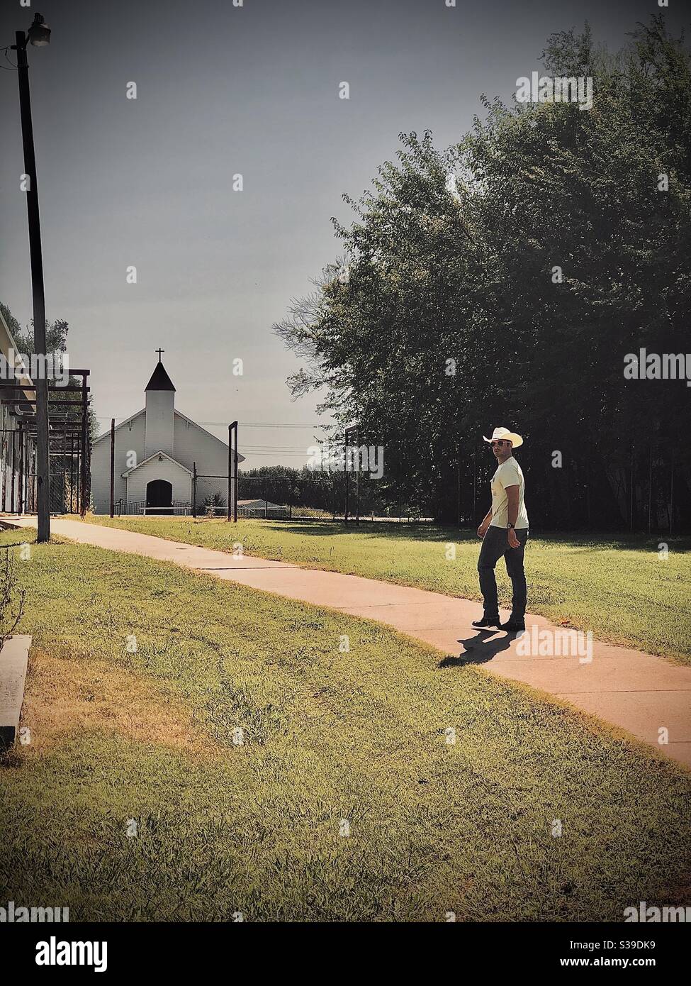 Cowboy church Stock Photo